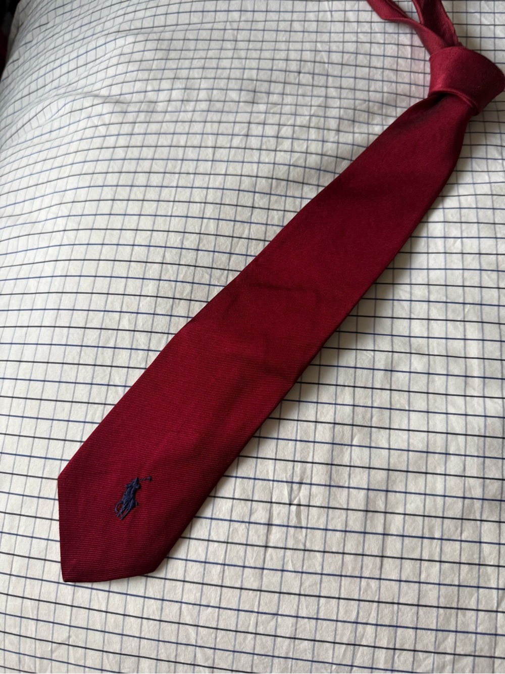 Polo by Ralph Lauren Men's Deep Burgundy Silk Tie with Navy Pony